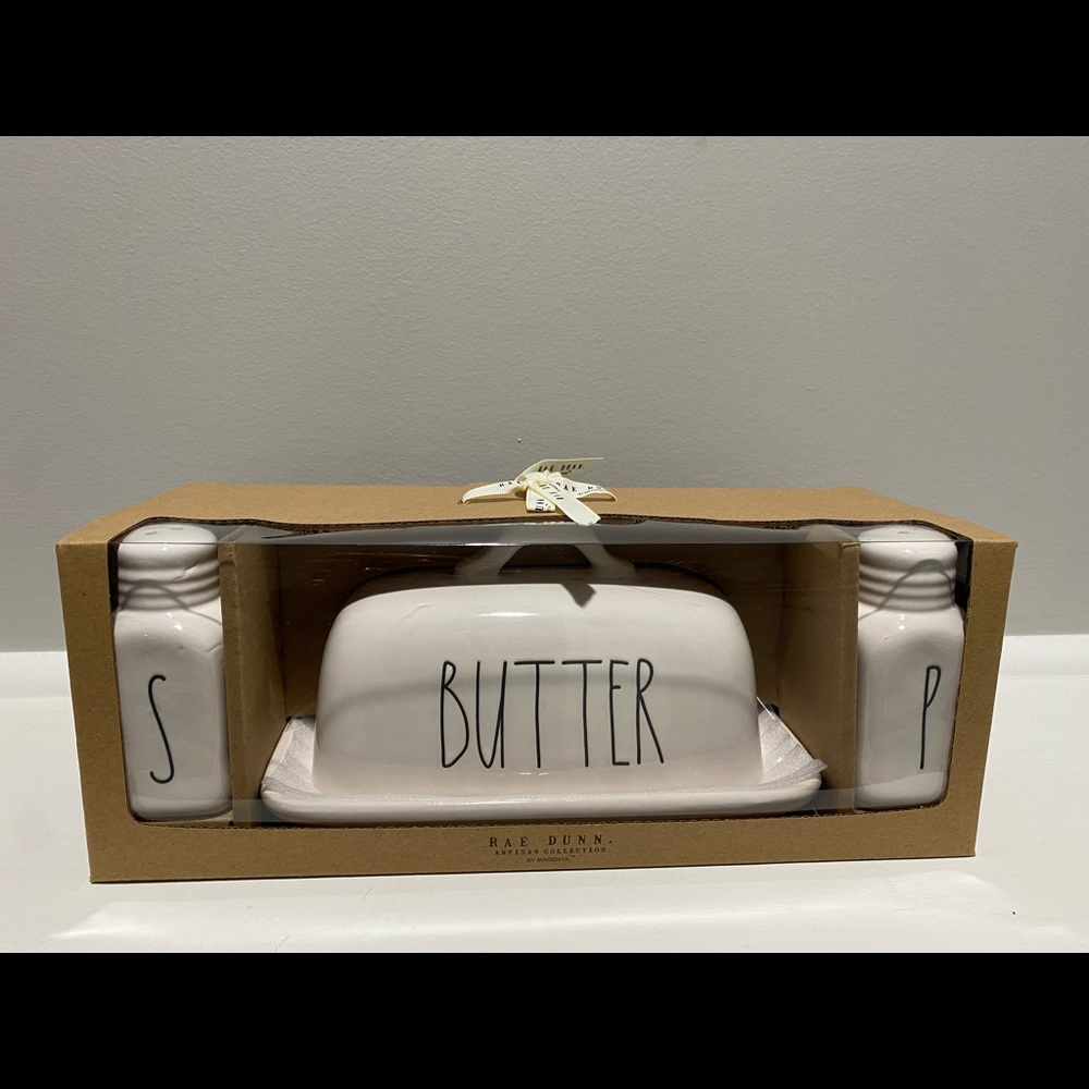 Rae Dunn Butter / salt and pepper shaker set
